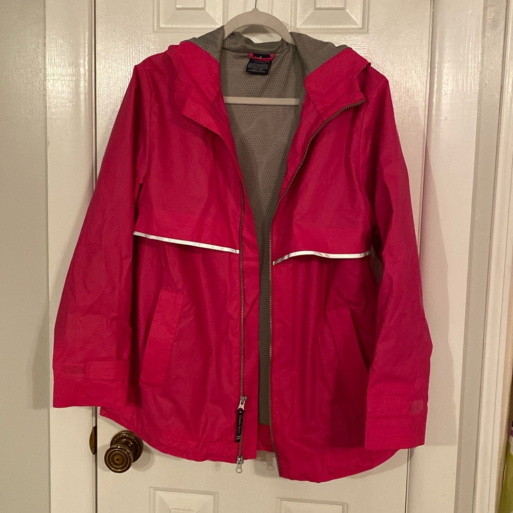 Charles River Pink and Gray Hooded Raincoat